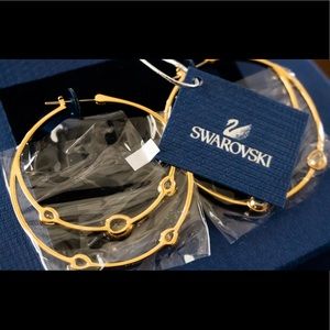 Swarovski Gaze Hoop Pierced Earrings - Gold Tone